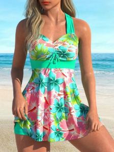 2026 Hot Sale [ Shipped from China ] New European and American style printed skirt-style swimsuit for women  conservative beach swimwear set summer fashion B3
