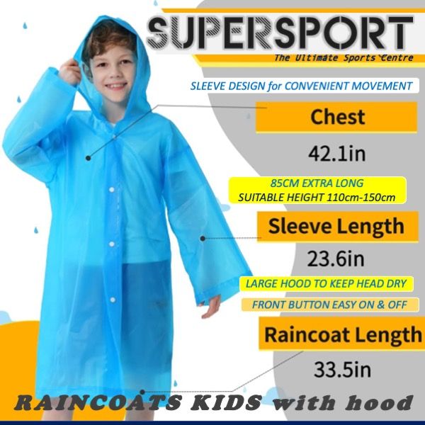 SUPERSPORT Raining Raincoat Waterproof Kid Children Rainwear Hoodie