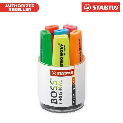 STABILO Boss Original Highlighters 6’S IN TRANSPARENT ROUND BOX
