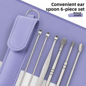 XIAHU 6PCS 360° Stainless Ear Pick Ear Wax Remova Portable Spring Ear Scraper Spiral Design Ear Spoon