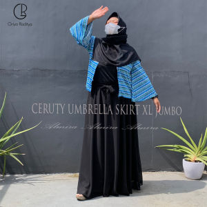 Rok Dewasa Model Terbaru Jumbo Wanita BB 80 kg Big Size XL Panjang Payung Ceruty Umbrella Skirt Almira Lingkar Pinggang 90cm