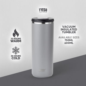 Tyeso 600ml/750ml Vacuum Insulated Tumbler Flat Lid Stainless Steel Water Bottle Hot & Cold
