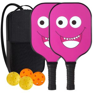 Pickleball mái chèo pickle mái chèo vợt thiết lập pickleball bóng cho Nam Nữ vợt sợi thủy tinh bề mặt pickleball thiết lập với 2 pickleball vợt 4 pickleball bóng 1 túi mang đồ