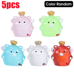 Cartoon Luminous Resin Pig Mini Colorful Figurines Car Ornaments Doll Glowing Microlandscape Garden Decoration