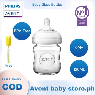 Philips AVENT Baby Glass Bottles For Newborn 4oz 120ML Baby Glass Feeding Bottle Elephant For Boy and Girl Natural Newborn Baby Glass Bottle Set On Sale Feeding Bottle For Newborn 0M+ Shatter-resistant Baby Bottle