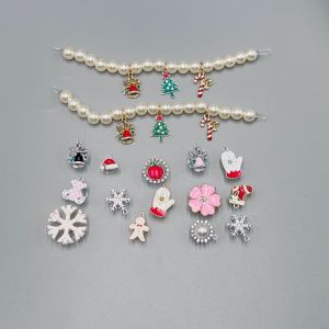 Crocs Charms Shoe Accessories DIY Cartoon Buckle Detachable Alloy Christmas Series Shoe Flower Cute Decoration Pearl Shoe Chain for Crocs