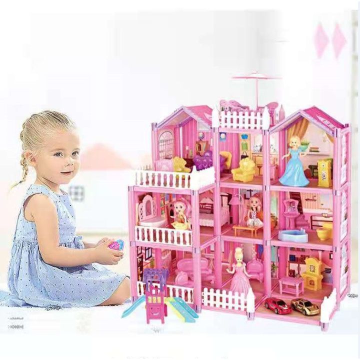 222 Pcs Barbie Doll House Villa Princess Castle Assembly Set Girl