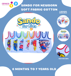 3 Pcs Sando Tops for Boy Newborn to Toddler Cotton Non Faded Prints Clothing Set 6 Months to 7 Years Old