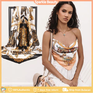 Silk Scarf Fashion Foulard Satin Shawl Scarfs Square Women Imitated Silk Satin Carriage Chain Neck Head Scarf Shawl