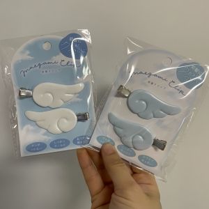 DIVATEN 1 Pair White Angel Wing Hair Clip Japanese Style Plastic Barrette Harajuku Bangs Hairpin Women
