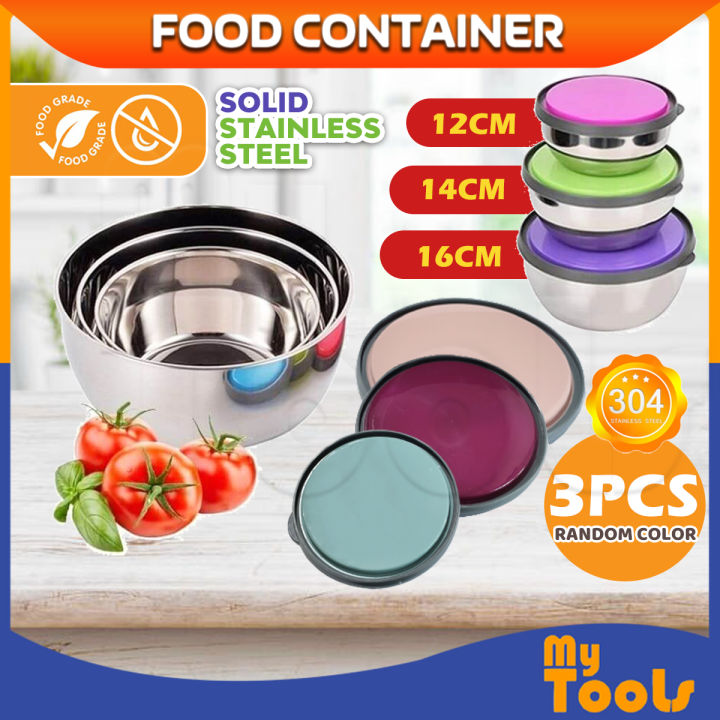 [READY STOCK] 3 In 1 Solid Stainless Steel Food Container Kitchen /5 In ...