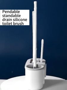 3in1 Toilet Brush Set with Silicone Bristles and Wall-mounted Holder for Bathing Room Cleaning Brush