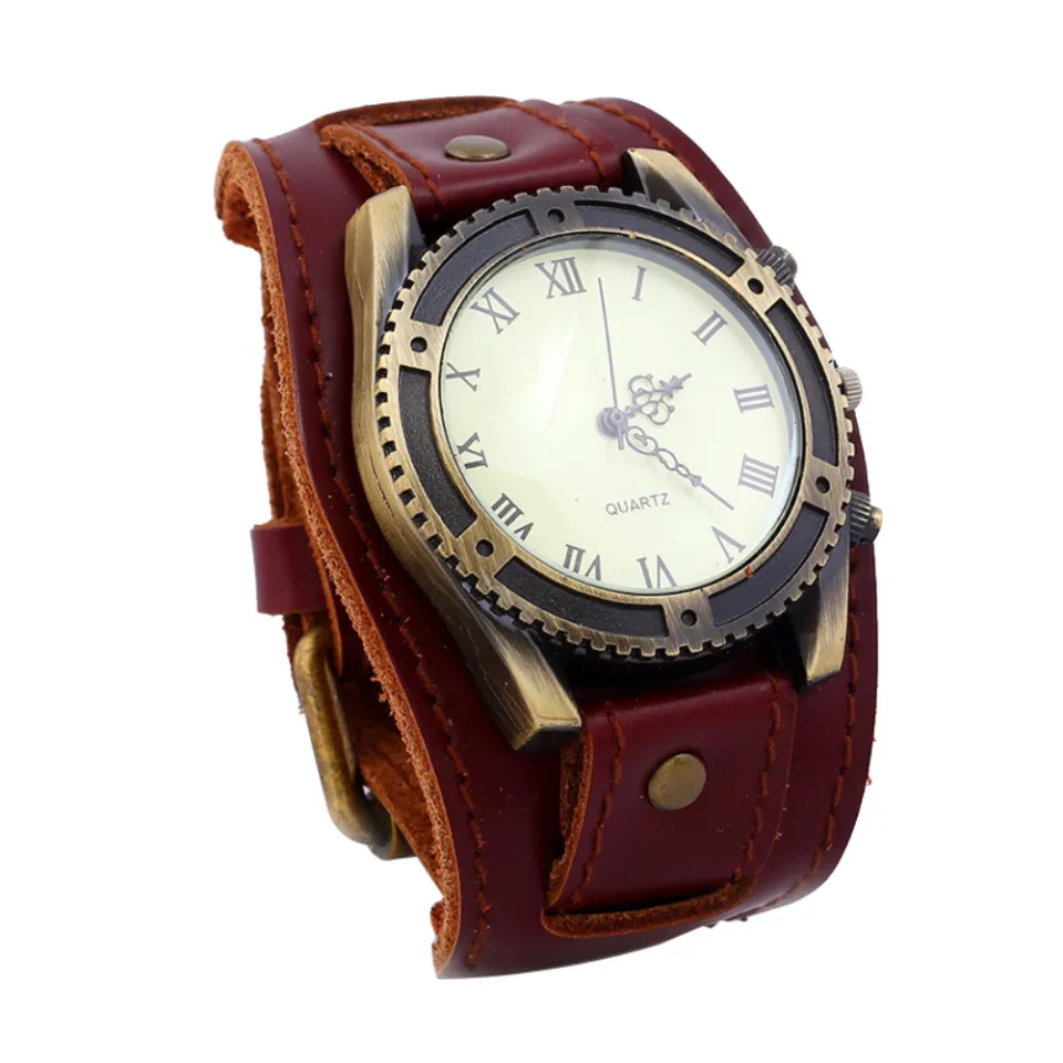 Gravitational wave Vintage Roman Numerals Gear Faux Leather Band