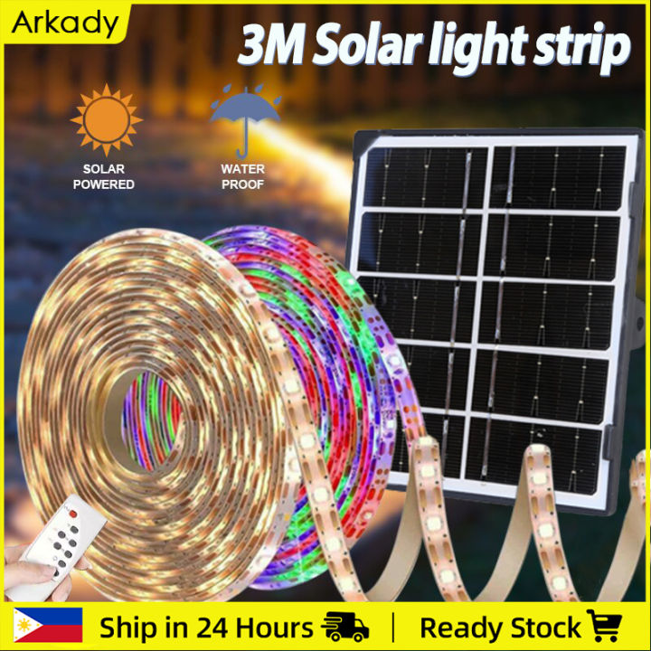 Arkady Upgraded Solar LED Strip Lights, Warm White Balcony Lights Solar ...