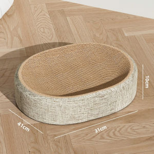 Rubvrenti Cat Scratching Pad Sisal Woven Oval Scratch Board Non Slip Sturdy Lounger Play Rest Indoor