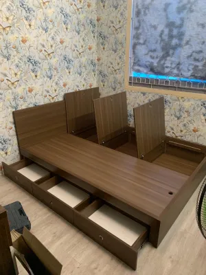[GIƯỜNG NGỦ THÔNG MINH] GIƯỜNG CÓ 3 HỘC KÉO 3 NẮP BẬT GỖ MDF