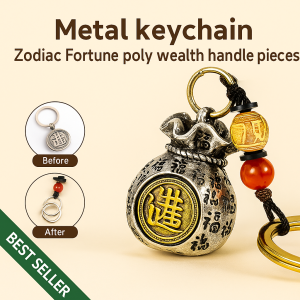 Fortune money bag metal keychain