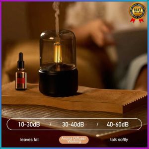 COD HAOYUNMA Air Humidifier Diffuser Essential Oil Candlelight 120ml - DQ702 / pewangi pelembab ruangan desain minimalis unik elegan austetic portable kamar tidur plus lampu tidur RGB di cas untuk flu batuk pilek menyegarkan menyejukkan tren bagus viral