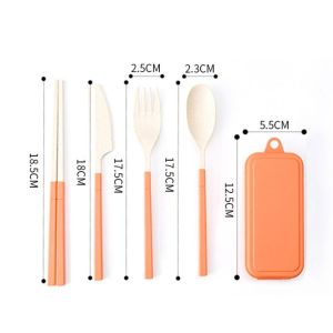 DROPASSIST 1406 4 IN 1 Foldable Portable Travel Tableware Cutlery Set With Box Fork Spoon Knife & Chopsticks