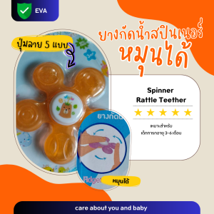 Pangforkids ยางกัดน้ำสำหรับเด็ก JUJU ยางกัดสปินเนอร์ หมุนได้ มีลายบนพื้นผิว 5แบบ ยางกัดบริหารเหงือกเด็ก