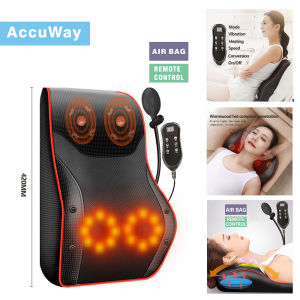 AccuWay Portable Neck Massager with Heat Knead Shiatsu Air Compress Back Massage Vibrator Body Massage Machine for Shoulder Waist and Calf Massage pillow Perfect Gift for Parents Used at Home Office Car