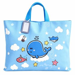 PERPE 1Pc Handheld Kindergarten Quilt Storage Bag with Name Tag Large Capacity Clothing Organizer Cartoon Print Moving Storage Tote Moving Storage