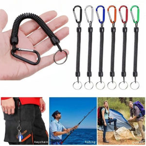 Retractable Tether Anti-lost Phone Keychain Camping Carabiner Portable Fishing Lanyards Elastic Rope