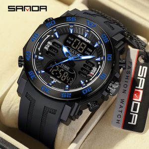 SANDA Men Watch Top Luxury Brand Man Military Sport Quartz Wrist Watches Silicone LED Digital Clock