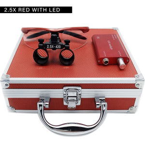 Dental Magnifier Dental Lab Medical Loupes Magnification Binocular 2.5/3.5x420 Headlight Headlamp 3W Set Metal Box