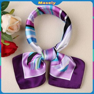 Masely Silk Scarf Female Vintage Print 90*90cm/50*50cm Fashion Satin Handkerchief Shawl Square Scarvess