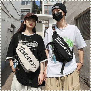 Chest Bag Storage Personalized Style Street Casual Black Young Black and White Wearing Style White