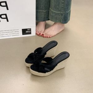 Free Shipping WomenS Summer New Style Platform Sandals With A Bowknot Design And A Rope Sole