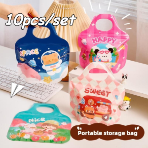 10Pcs Candy Bag Zipper Portable Cartoon Souvenir Packaging Bag Cute Kindergarten Gift Storage Bag