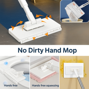 No Dirty Hand Mop Automatic Cloth Changing Mop Hand-Wash Free Wet And Dry Mop Compatible With Towels