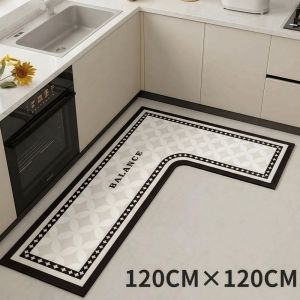 LUZMAR Luxury Kitchen Carpet Stain-resistant Oil-resistant L-Shaped Rug  Water Absorbent Kitchen Corner Mat Kitchen Decor