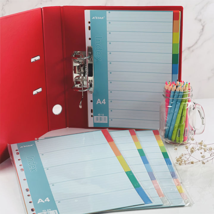 【6 sets/ 12 sets】ASTAR PP Index Divider Dividers With Tabs A4