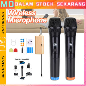 Microphone Profesional Digital LED Mic Wireless Karaoke Tanpa Kabel ACC UHF Mikrofon UHF Double Mic