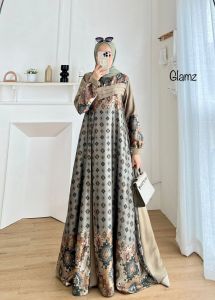 Zahira1808 Azrina Bahan ArmaniSilk Brown Gamis Murah Trendi Baju Syari Muslim Wanita Ibu Terlaris Baju Pesta Adem Nyaman Di Pakai Real pict
