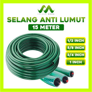 MEGA Selang Air 15 Meter 1/2 5/8 3/4 1 Inch Selang Air Benang Anti Lumut Selang Air Cuci Motor Cuci Mobil Siram Tanaman Selang Taman Selang Kebun