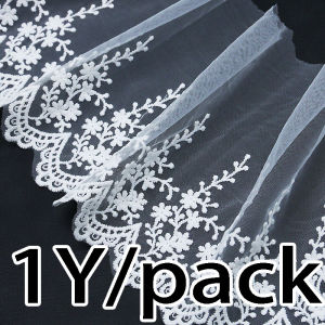 (1 Yard/pack) 15.5cm White Pine Branches Tulle Embroidery Lace Trim Eco-Friendly Bridal Wedding Curtain Tablecloth Clothing Edge Decoration