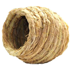 Natural Handmade Bird Nest Straw Hut for Parrots Parakeet Conures Cockatiel - Small Animals House Pet Cage Habitats Decor