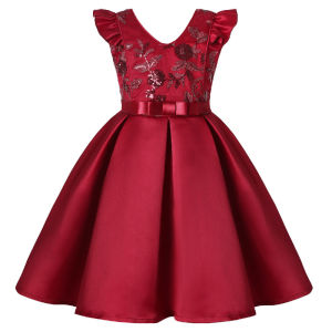 Cô gái Hoa Sequins Váy Giáng sinh cho trẻ em Sinh nhật Công chúa Bữa tiệc Quần áo Trẻ sơ sinh Nơ Trẻ em Váy cho Quần áo Bé gái2026