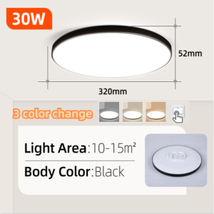 CANMEIJIA 3 Colors Change Led Ceiling Light 30W 40W Modern Tricolor Ceiling Lamp Indoor Lighting Surface Mounted Panel Lights For Living Room Bedroom Bathroom Home Decor Fixture