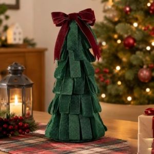 COUPLECOL Handmade Velvet Christmas Tree Ornament Tree Shape DIY Tabletop Xmas Tree Decorative Craft Christmas Tree Decorations Home Decoration