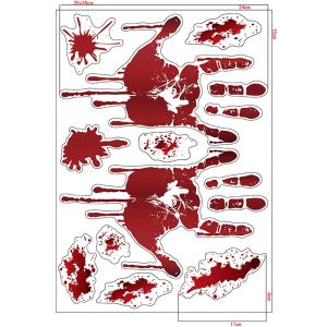 LIWU Họa tiết đầu lâu Nhãn dán trang trí Halloween Dấu tay và dấu chân dính máu Nhiều màu sắc Decal dán cửa sổ Halloween Rùng rợn Đồ trang trí cảnh Decal dán tĩnh điện Tiệc Halloween