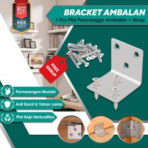 BIG MOM  1 Pcs Bracket Ambalan Siku L Free Skrup – Plat Penyangga Rak Dinding Rak Buku Penyangga Ambalan Siku L Bracket  Ambalan 1 Pcs Plat Sudut Ambalan