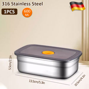 316 Stainless Steel Fresh Keeping Box Food Storage Container Stainless Food Tray With Cover Stainless Food Keeper Food Keeper Food Storage Dispensers Large Capacity German Food Grade Vacuum Sealed Fresh-keeping Box Freezer Box Oven Tray Lunch Box