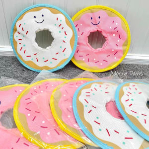 Durable Lightweight Flat No Stuffing Donut Floating Water Resistant Frisbee Ring Fetch Plush Pet Dog Puppy Cat Soft Toy