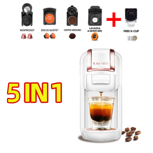 ❤️ Lahome HOT / COLD 5 in 1 Capsule Coffee Maker Machine On Sale Multiple Capsule Espresso Maker Orginal Capsule  / Dolce Gusto / Coffee Ground / K-Cup / ESE POD Compatible:  Starbucks Nestle Capsule Household Coffee Cafeteria Ture 20 Bar