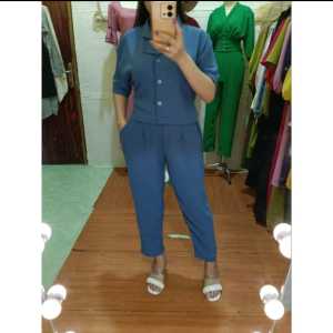 one set crinkle setelan baju crop maudy